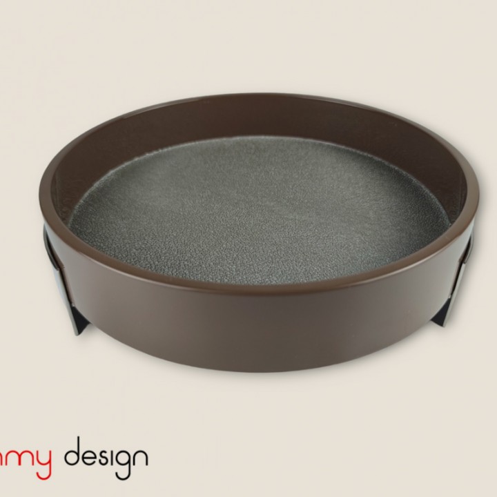 Brown round lacquer tray 21,5*21,5*H6cm